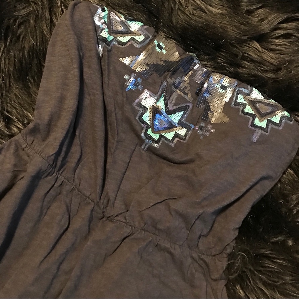 Hi-Lo Express sundress sequin Aztec pewter